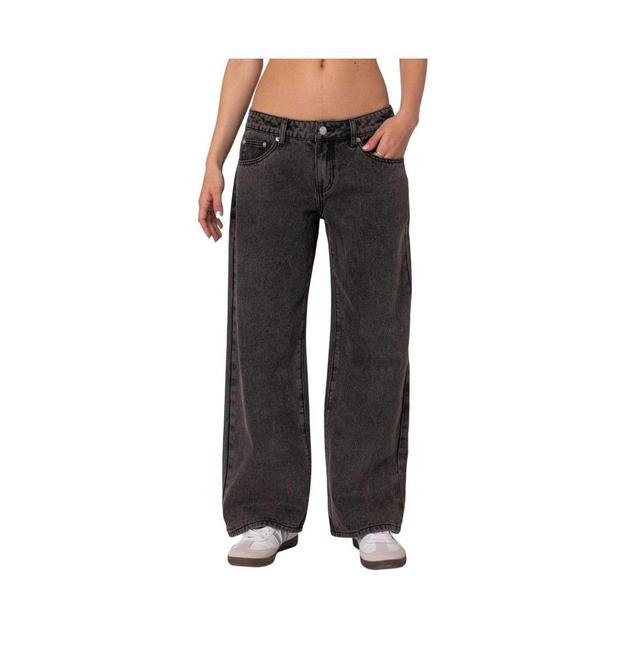 Edikted Womens Raelynn Washed Low Rise Jeans Product Image