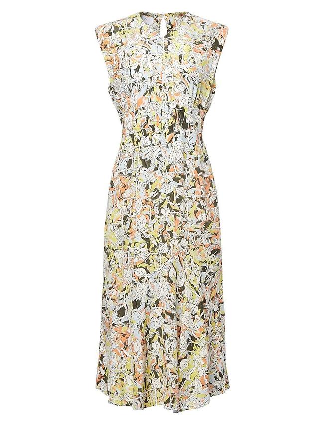 Womens Nadia Floral Silk Midi-Dress Product Image