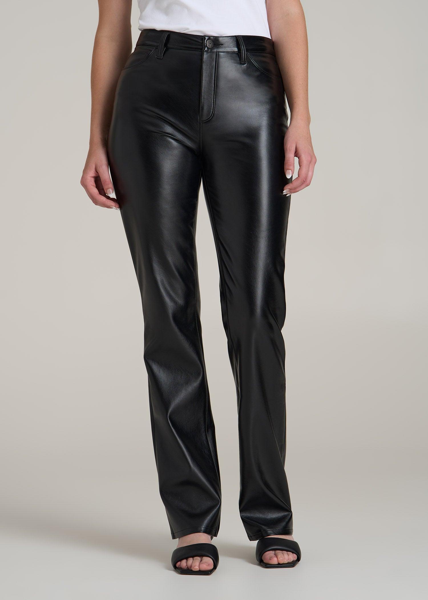 Faux Leather Straight Leg Pants for Tall Women in Black Product Image