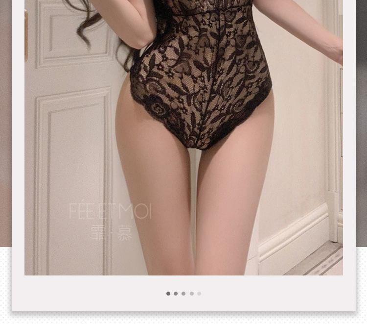 Lingerie Choker-Neck Lace Bodysuit Product Image