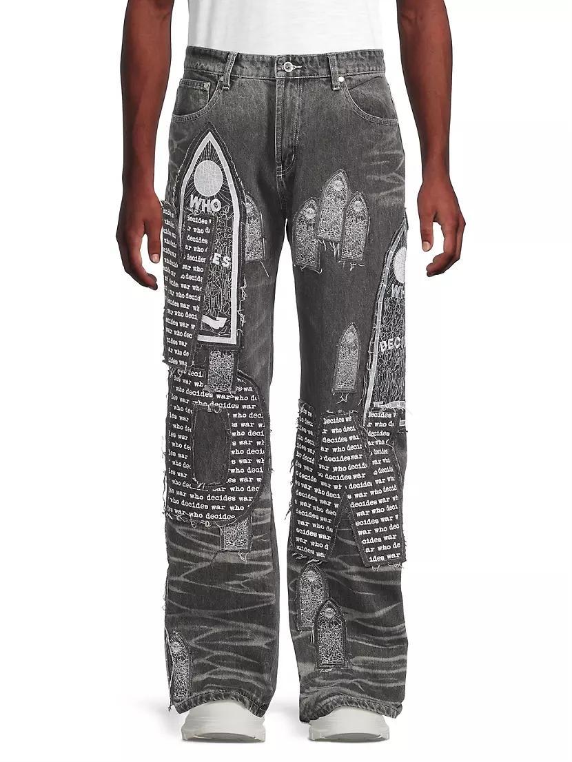 Motif Patched Jeans Product Image