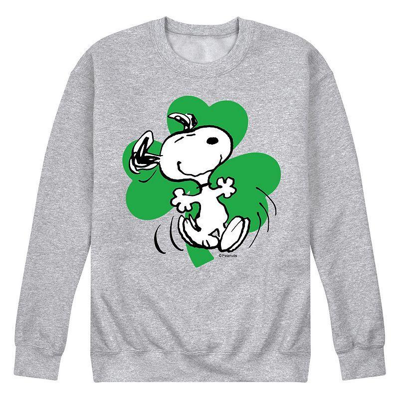 Mens Peanuts Dancing Snoopy Shamrock Fleece Sweatshirt Pink Product Image