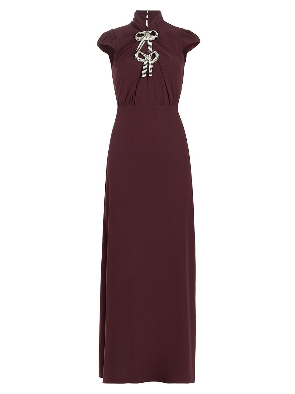 Womens Bow Crepe Maxi Dress Product Image