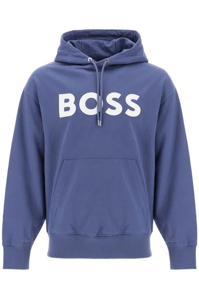 HUGO BOSS Sullivan Logo Hoodie In Blue Product Image