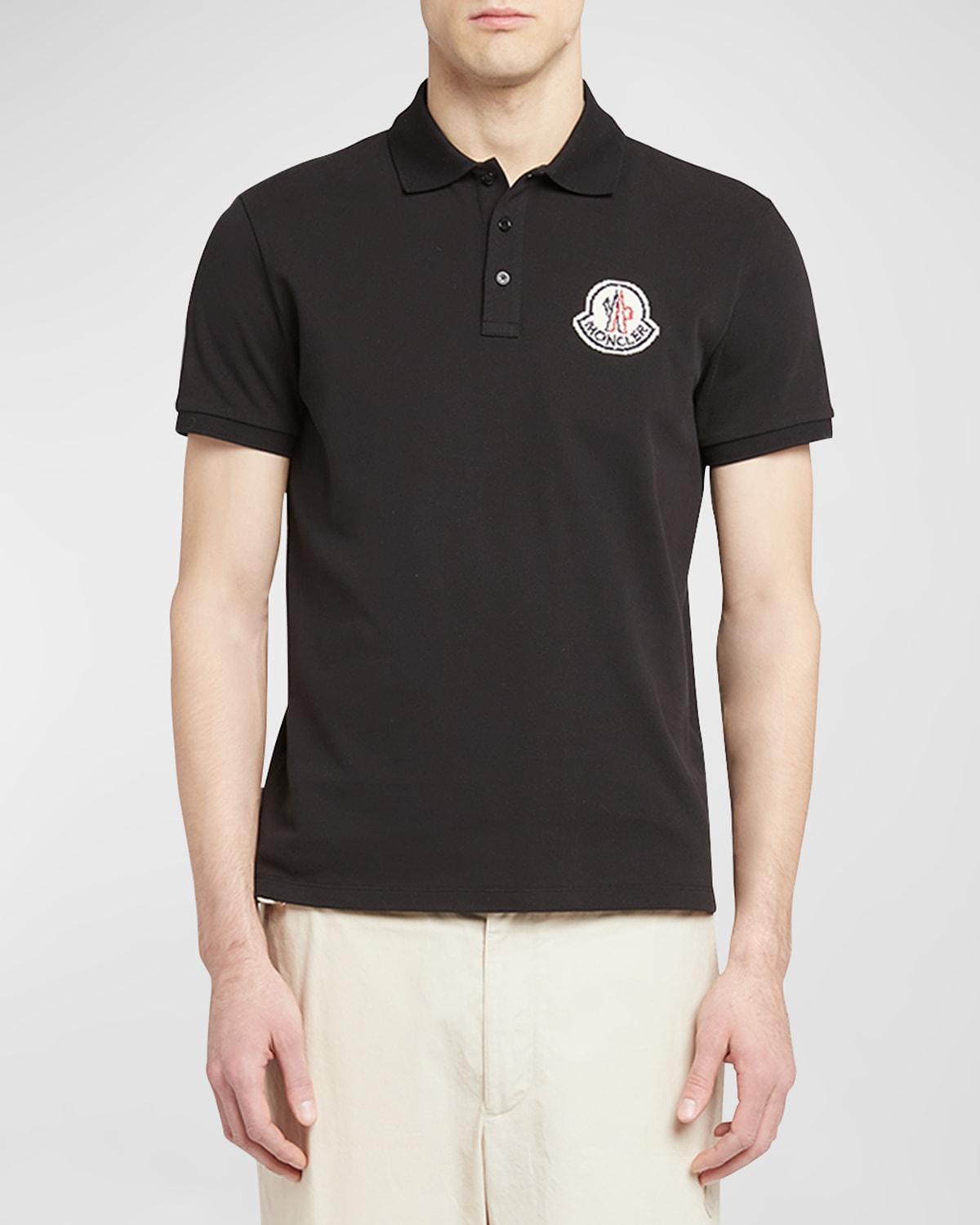 Mens Short Sleeve Logo Patch Cotton Pique Polo Shirt Product Image