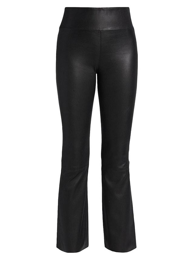 Womens Leather Flare Ankle Leggings Product Image