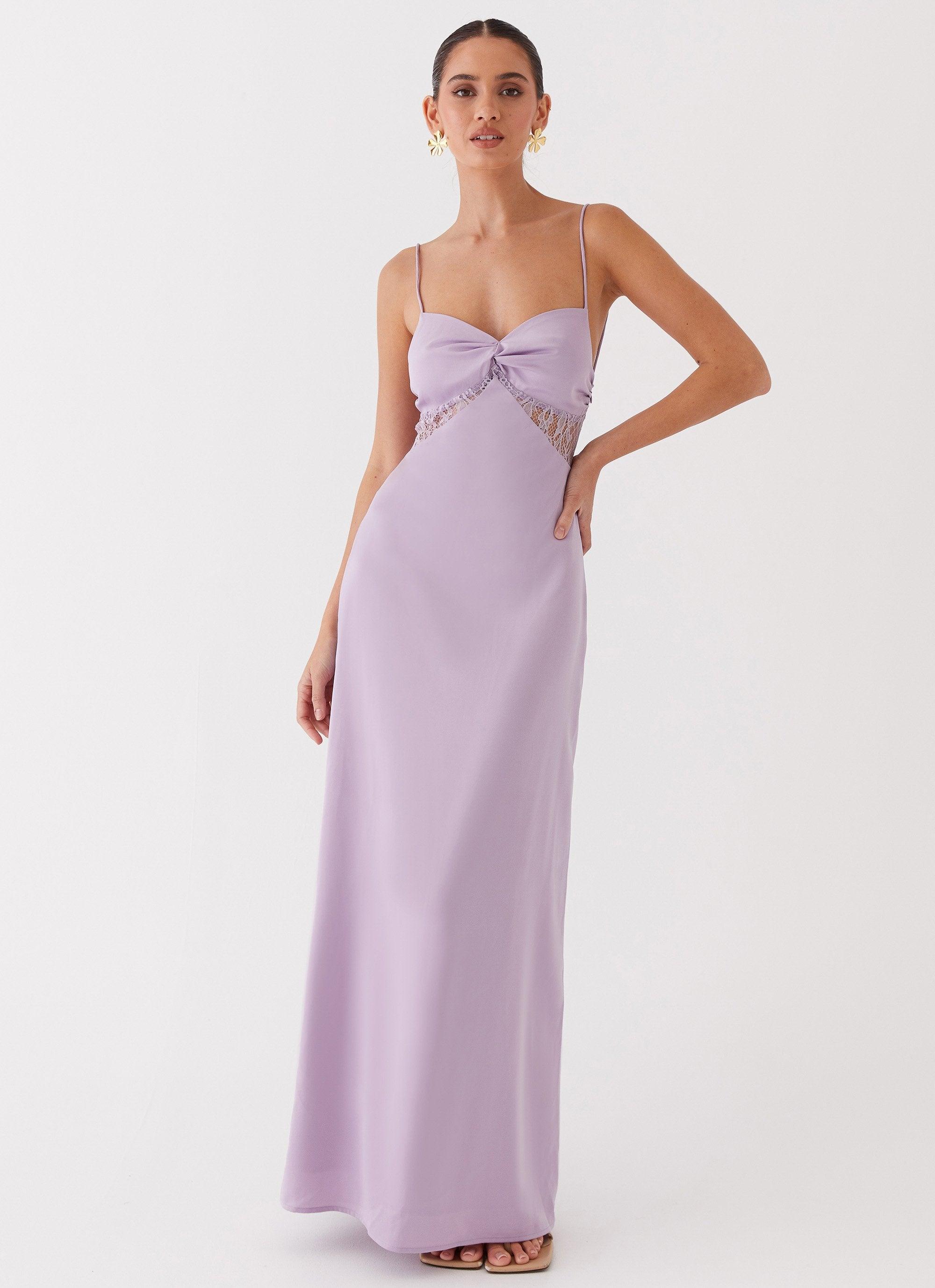 Dream Sight Lace Satin Maxi Dress - Lilac Product Image