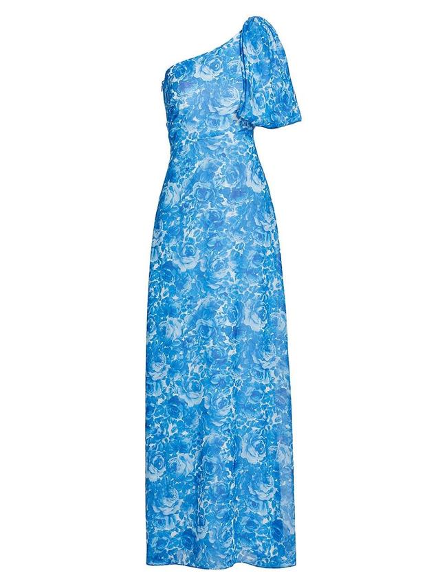 Womens Chelsea Floral Chiffon One-Shoulder Gown Product Image