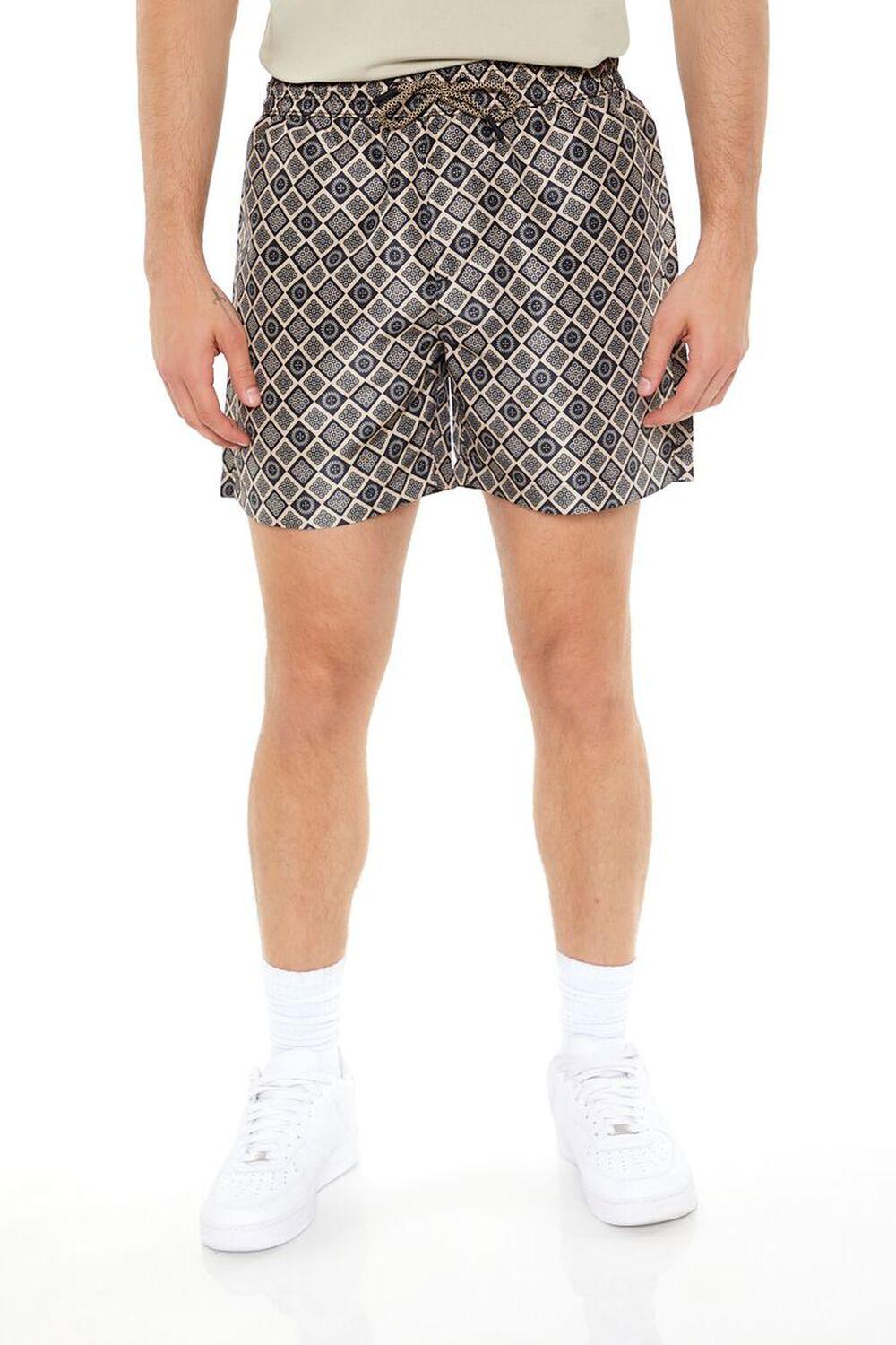 Geo Print Drawstring Swim Trunks | Forever 21 Product Image