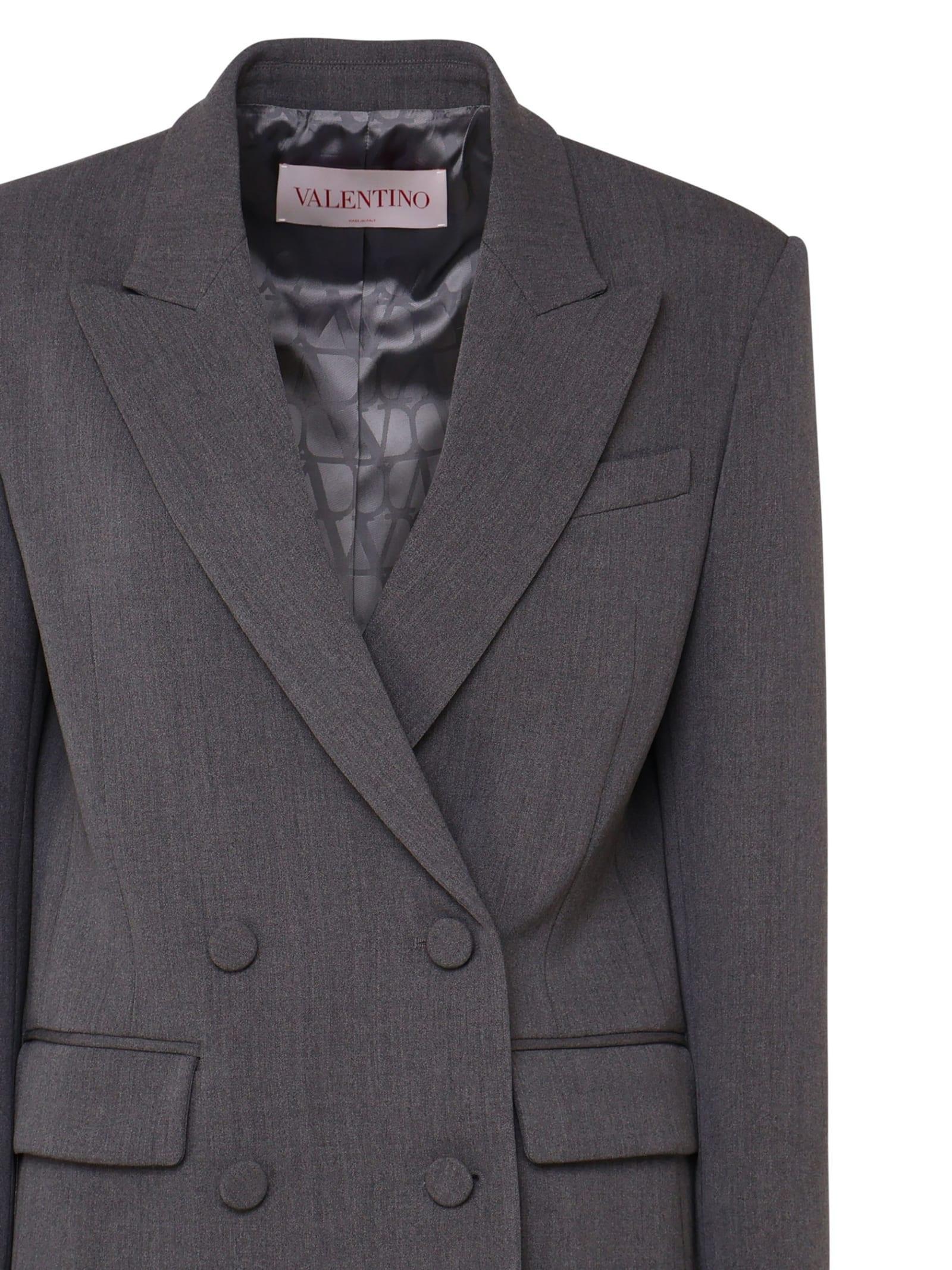 Long Blazer In Virgin Wool In Grey Product Image