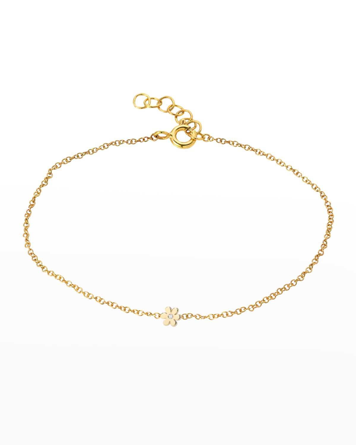 Zoe Lev 14K Yellow Gold Diamond Flower Chain Link Bracelet Product Image