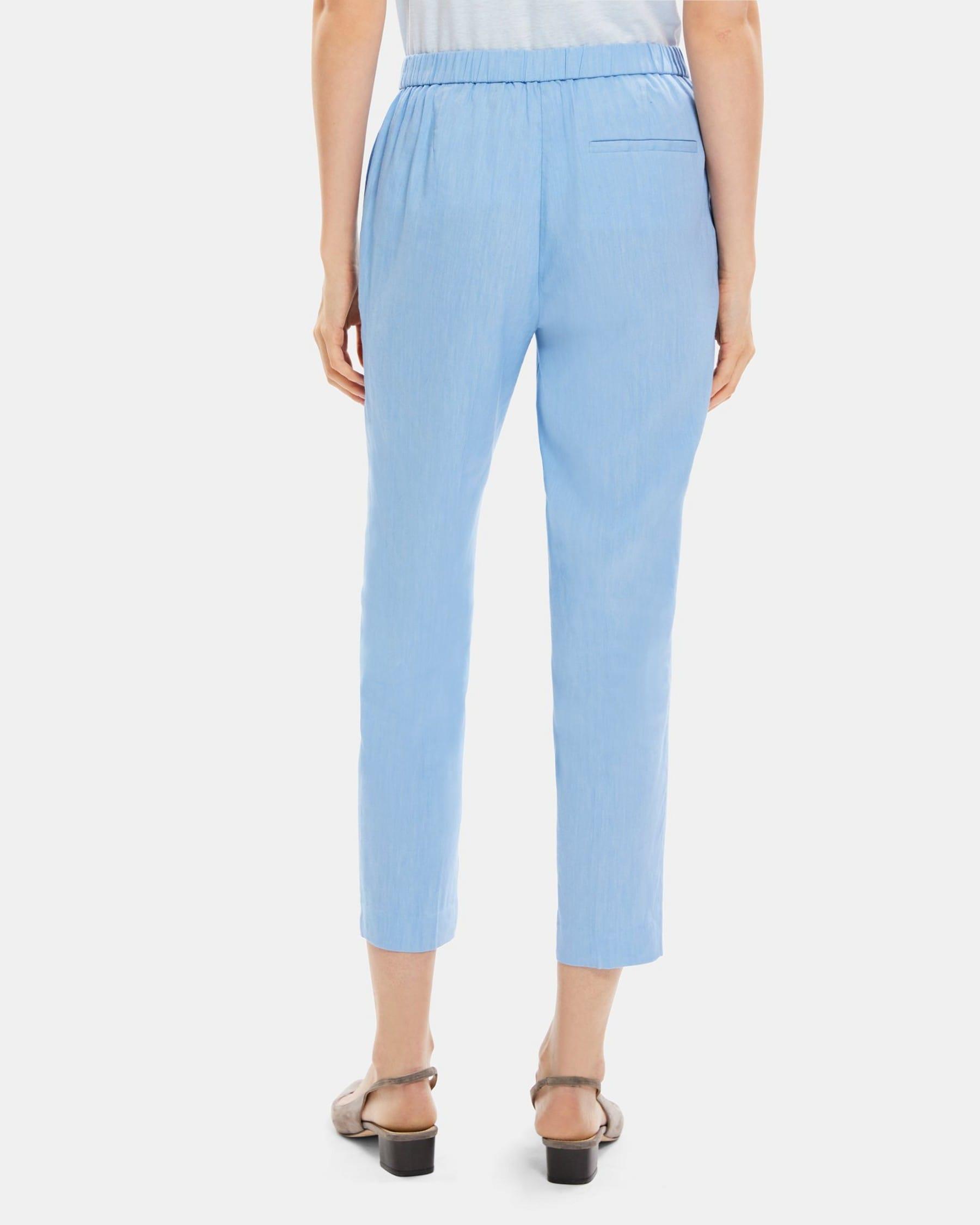 Slim Cropped Pull-On Pant in Linen-Blend Product Image