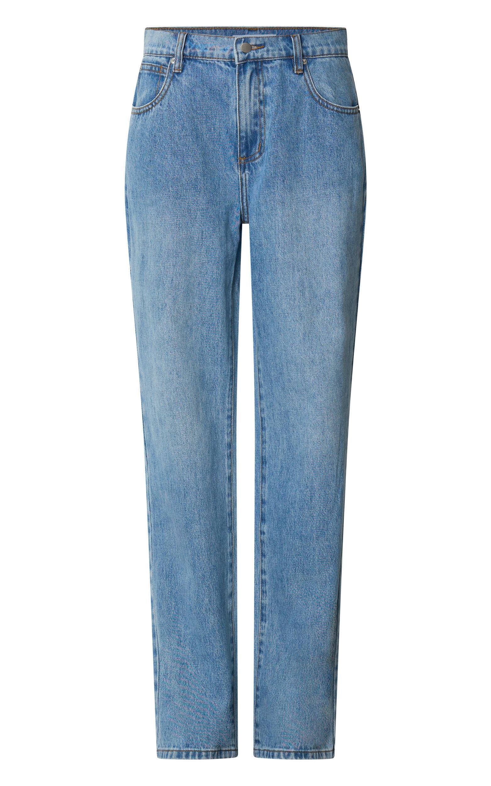 Barker Jeans - Low Rise Recycled Denim Straight Leg Jeans in Mid Blue Wash Product Image