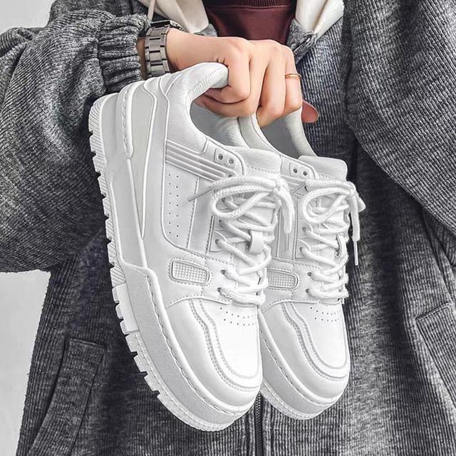 Plain Lace-Up Sneakers Product Image