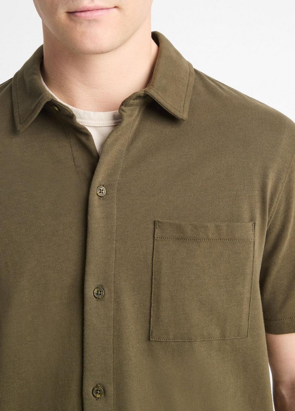 Sueded Cotton Jersey Button-Front Shirt Product Image