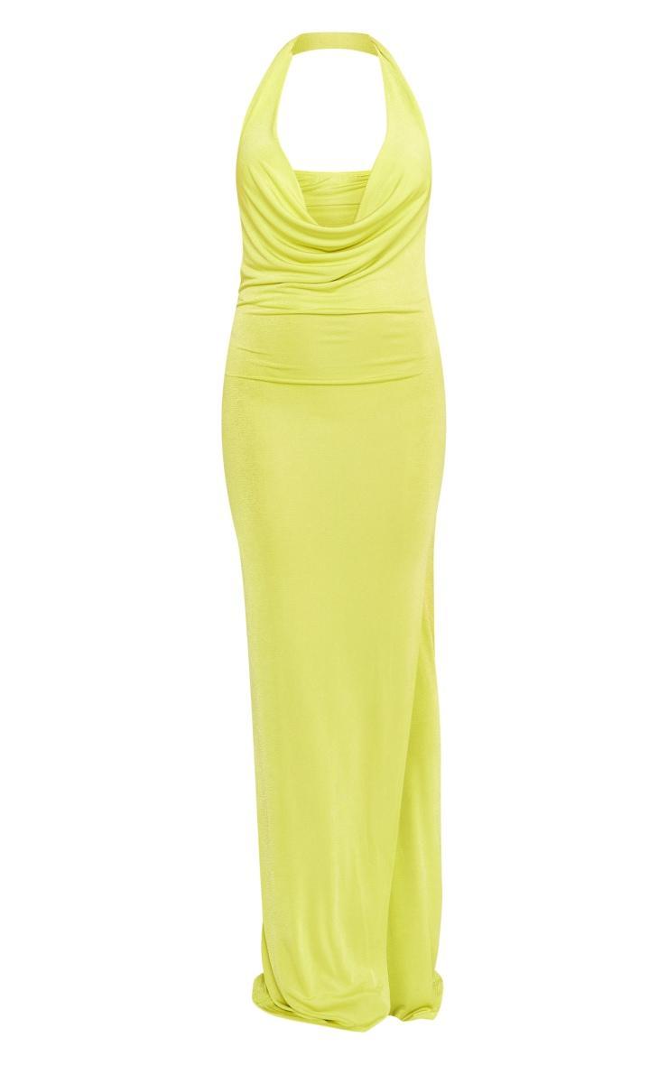 Lime Slinky Cowl Neck Maxi Dress Product Image