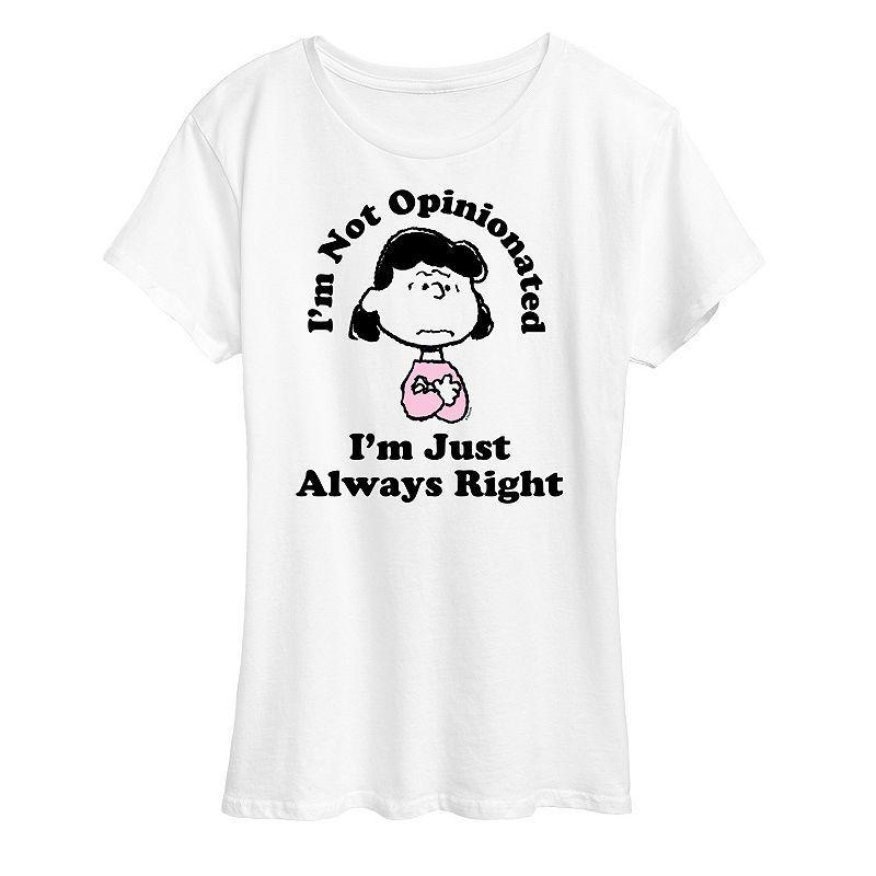 Womens Peanuts Lucy Im Always Right Graphic Tee White Product Image