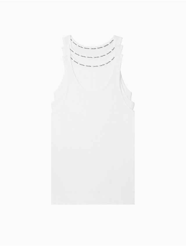 Calvin Klein Mens Modern Cotton Stretch 3-Pack Tank Top - White - M Product Image