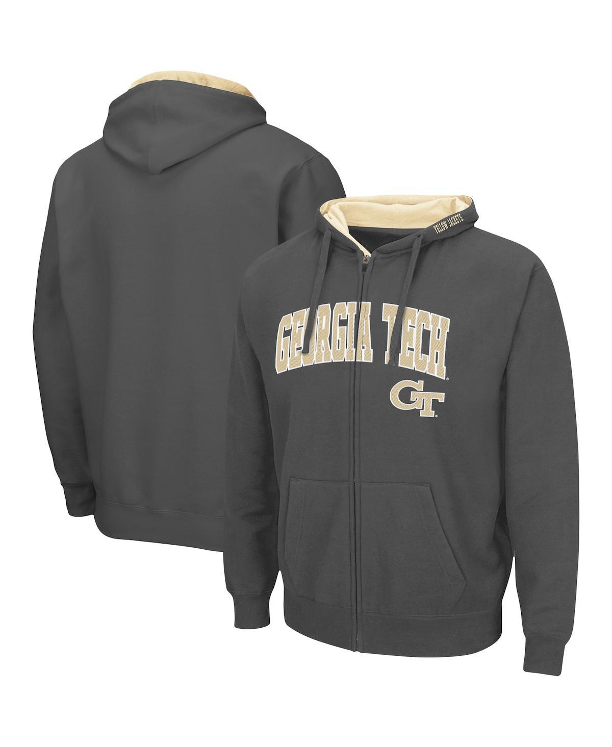 Mens Colosseum Charcoal Georgia Tech Yellow Jackets Arch & Logo 3.0 Full-Zip Hoodie Product Image