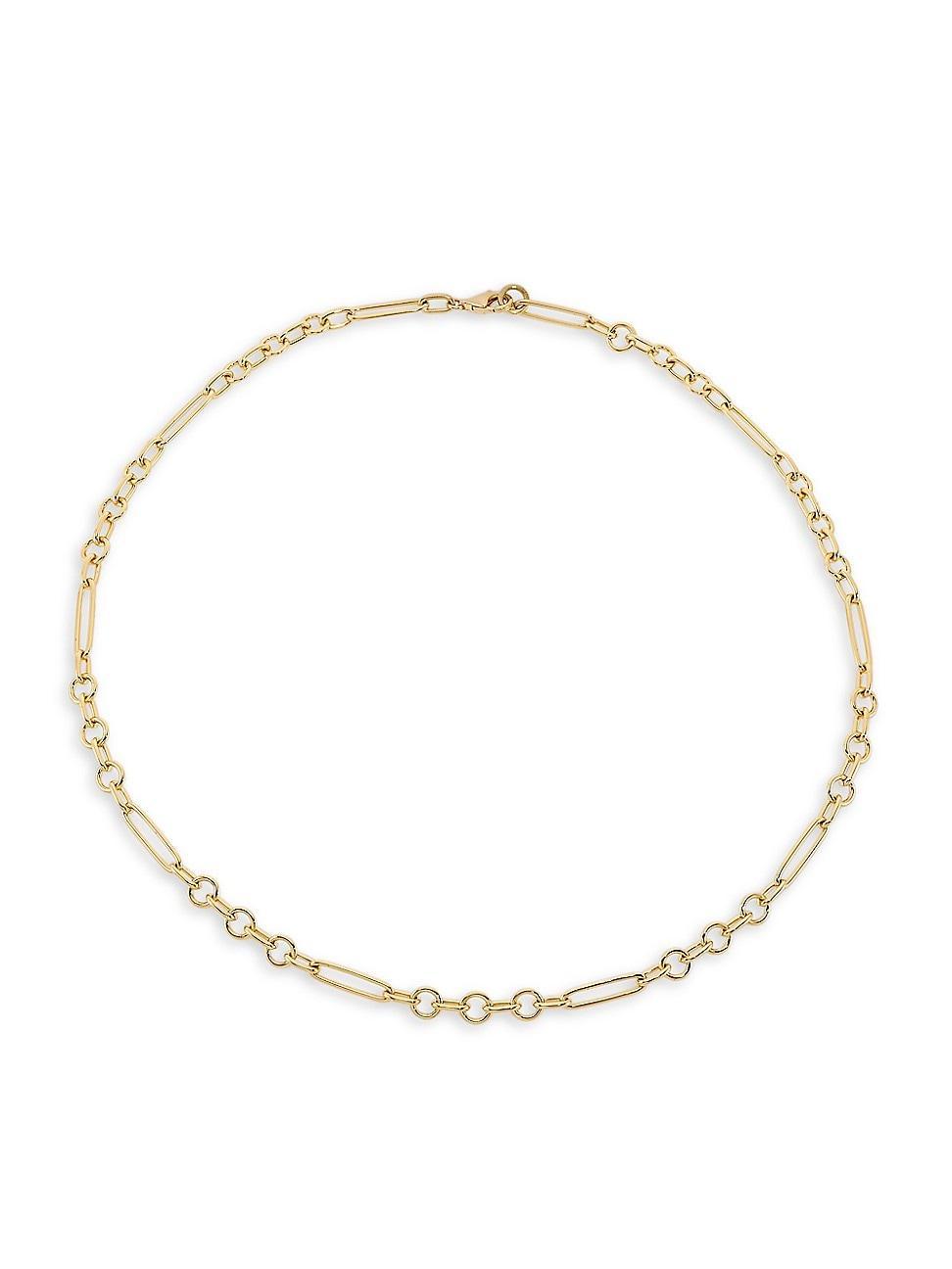 Womens 18K Yellow Gold Small Mixed Link Chain/18 Product Image