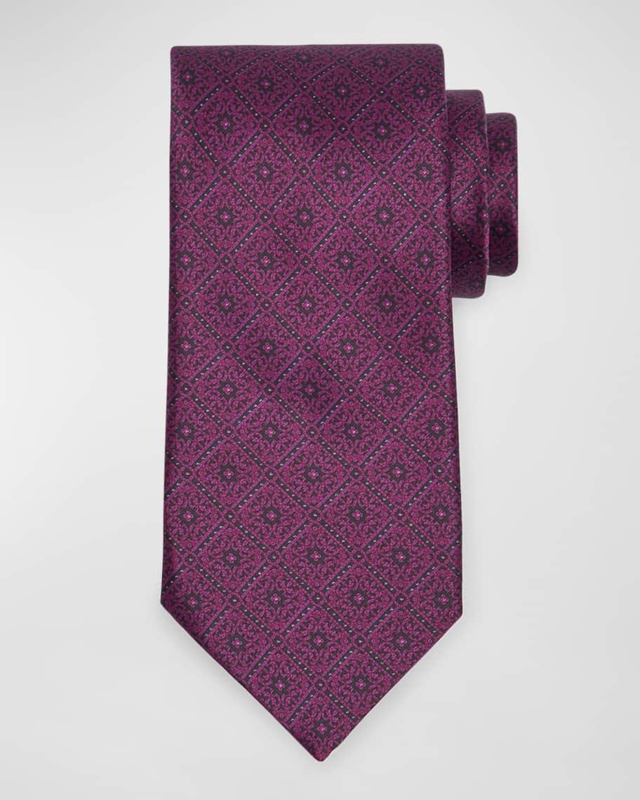 Mens Large Baroque Square Silk Tie Product Image