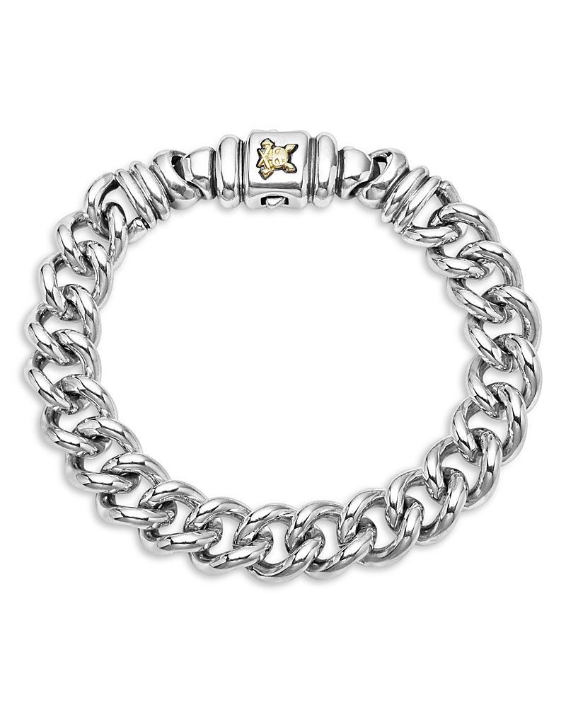 Lagos Mens 18K Yellow Gold & Sterling Silver Anthem Krunch Crest Curb Link Bracelet - 100% Exclusive Product Image