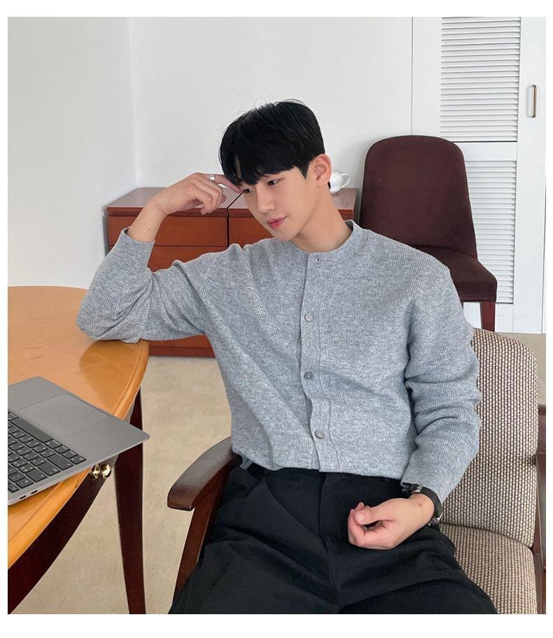 Crew Neck Plain Cardigan Product Image