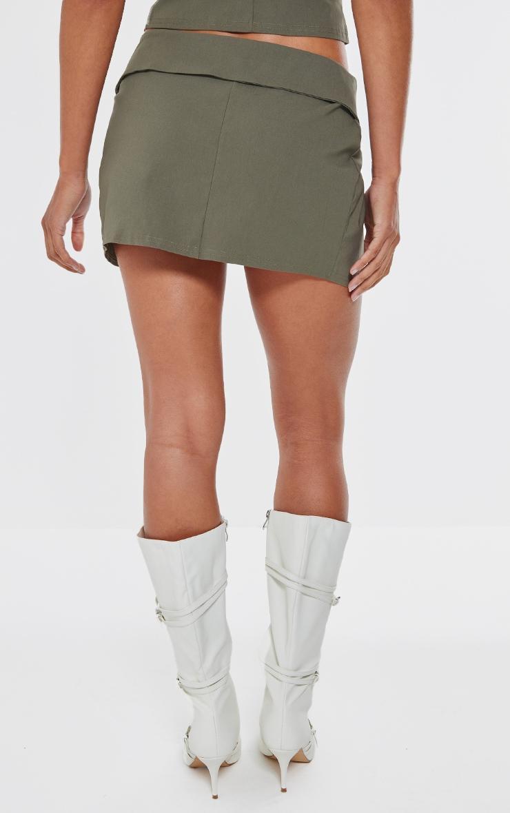 Dark Khaki Stretch Woven Foldover Tie Mini Skirt Product Image