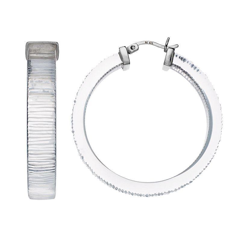 AMORE by SIMONE I. SMITH Platinum Over Silver Lucite Hoop Earrings, Womens, Grey Product Image