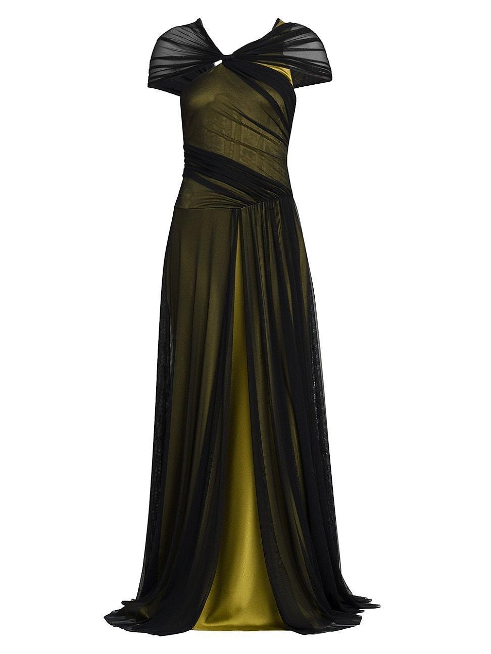 Womens Tulle & Silk-Blend Satin Gown Product Image