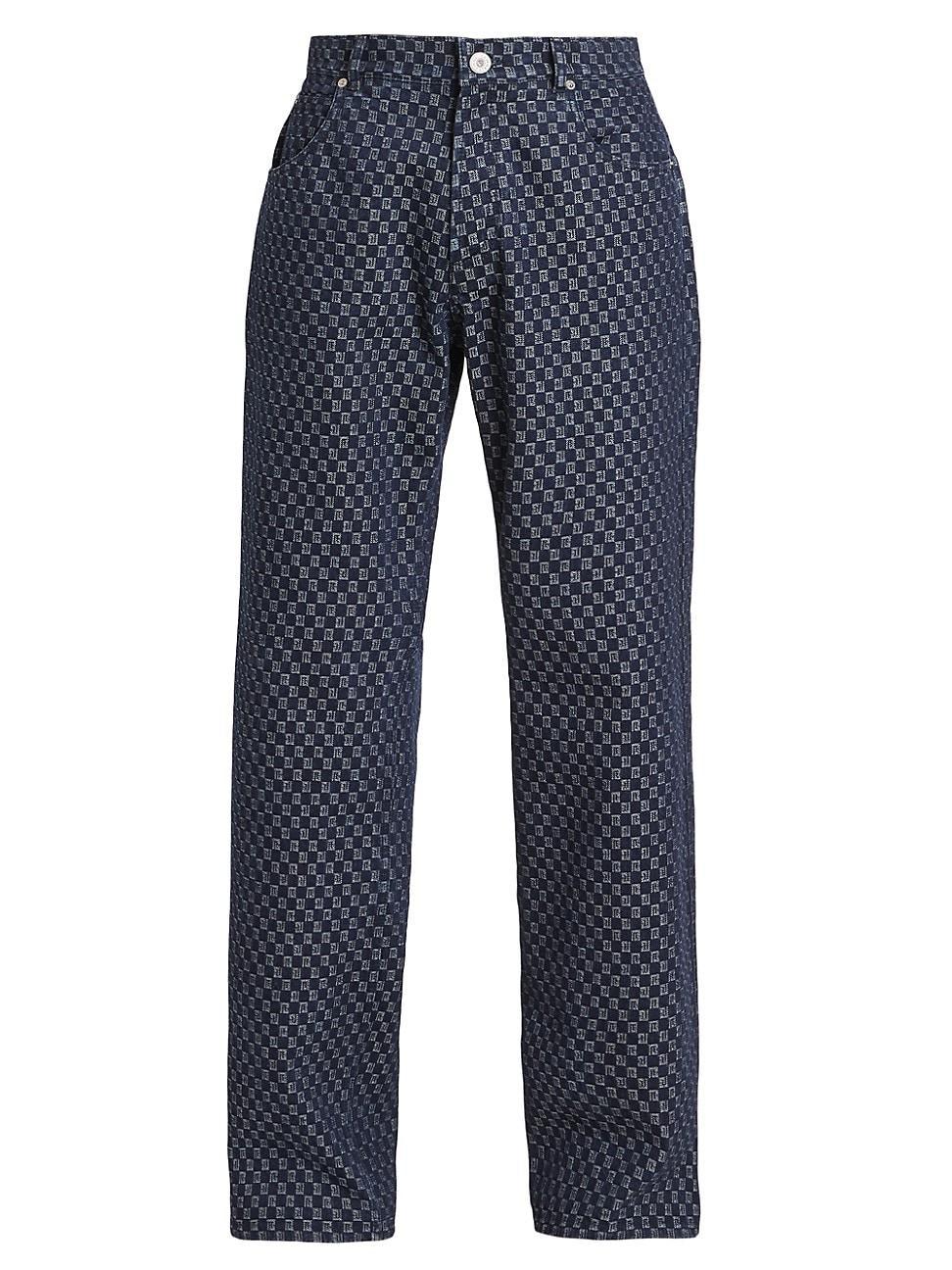 Balmain Mini Monogram Nonstretch Wide Leg Jeans Product Image