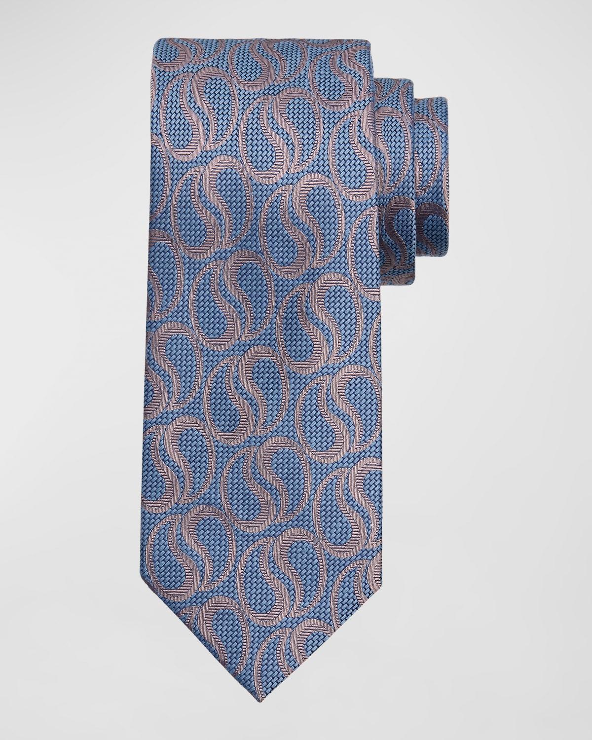 Mens Silk-Linen Jacquard Paisley Tie Product Image