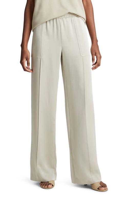 Shiny Zip-Trim Wide-Leg Pull-On Pants Product Image