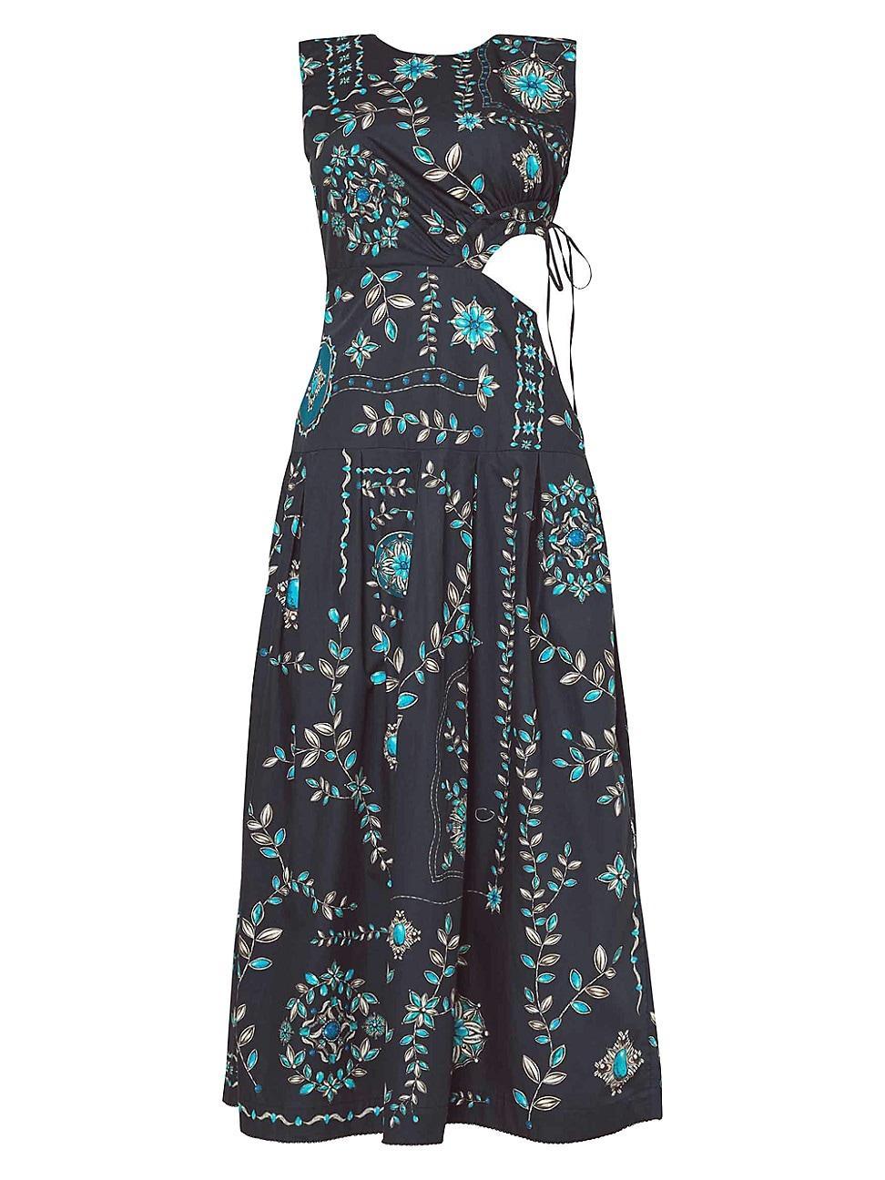 Womens Alma Otono Relicario Printed Cut-Out Maxi Dress Product Image