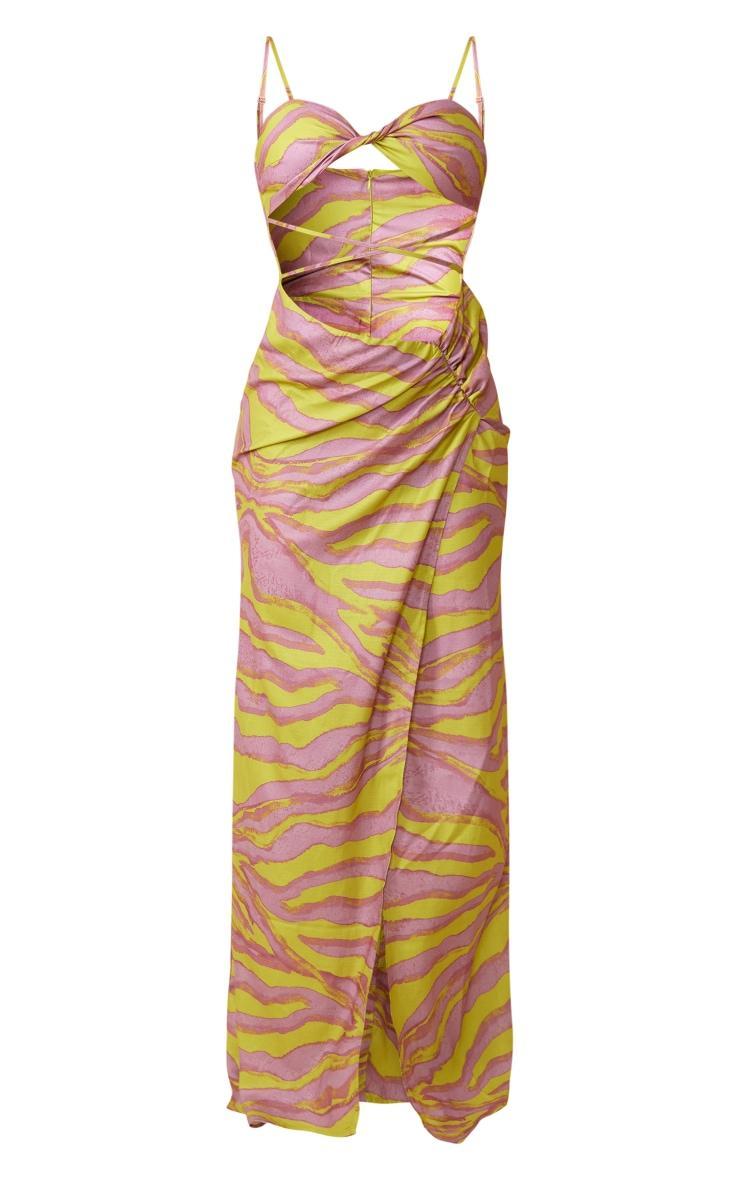 Multi Animal Print Twist Detail Cut Out Strappy Maxi Dress Product Image