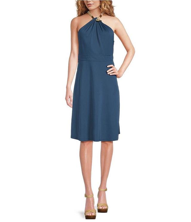 Lauren Ralph Lauren Jersey Halter Rope Neck Sleeveless Dress Product Image