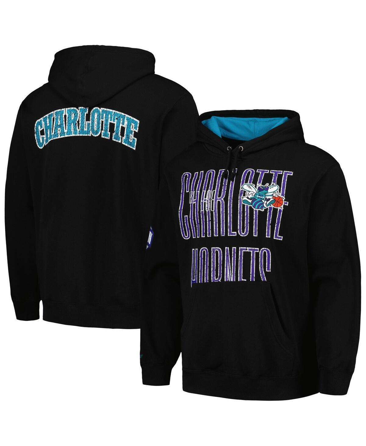 Mens Mitchell & Ness Black Charlotte Hornets Hardwood Classics OG 2.0 Pullover Hoodie Product Image