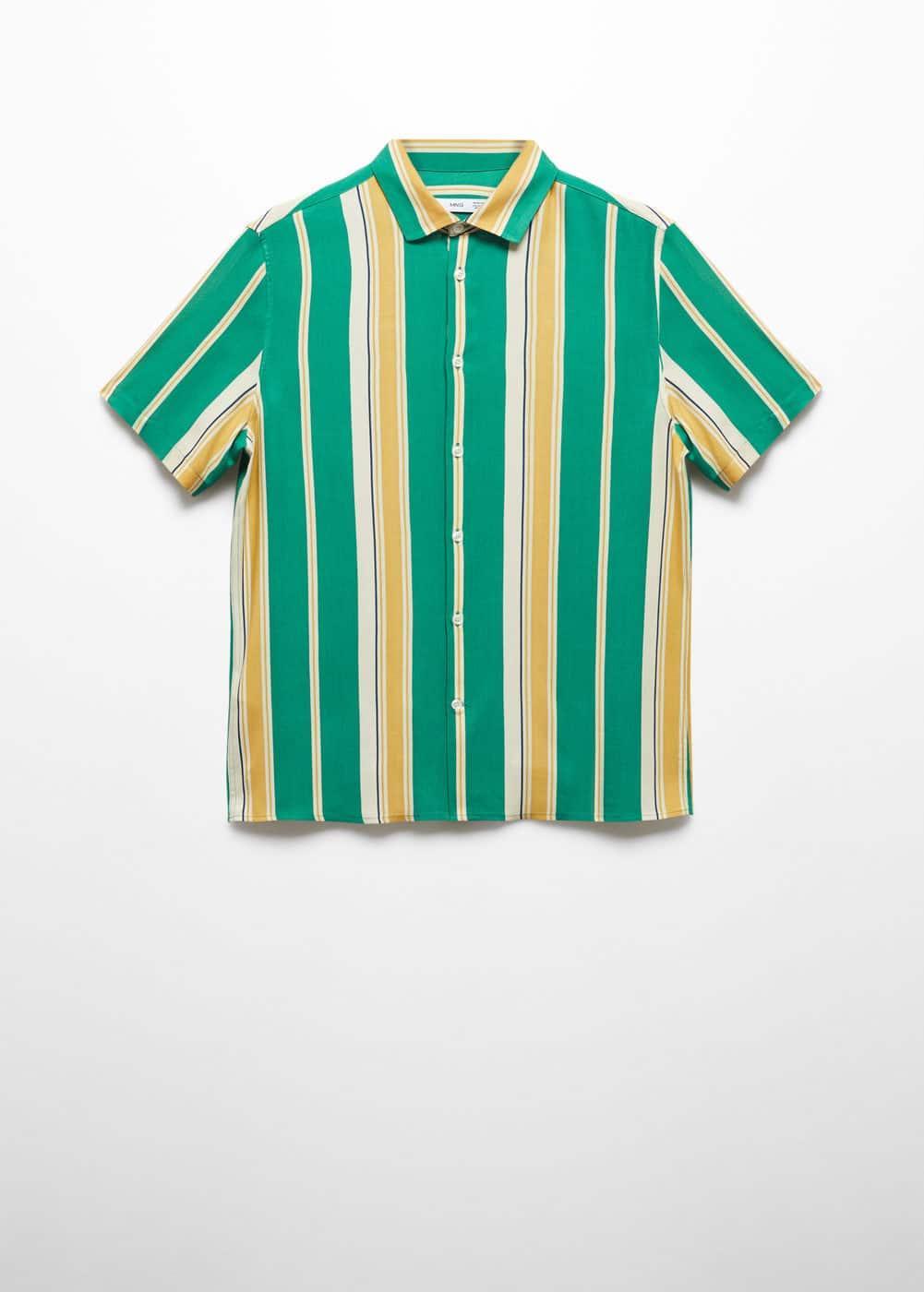 MANGO MAN - Short sleeve striped shirt greenMen Product Image