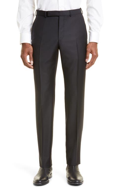 ZEGNA Flat Front Slim Fit Wool Pants Product Image