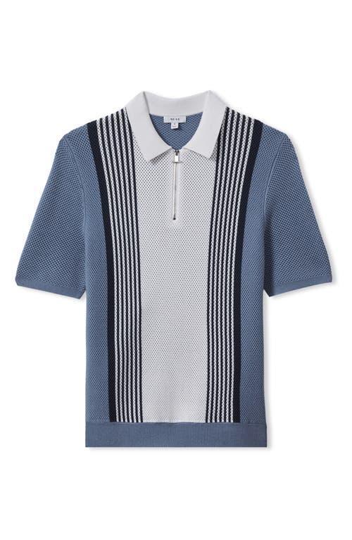 REISS Berlin Open Stitch Half Zip Polo Sweater In Blue/white Product Image