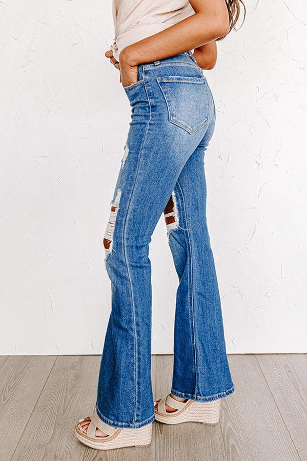 The Claire High Waist Distressed Flares Product Image