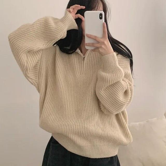 Half-Zip Plain Sweater Product Image