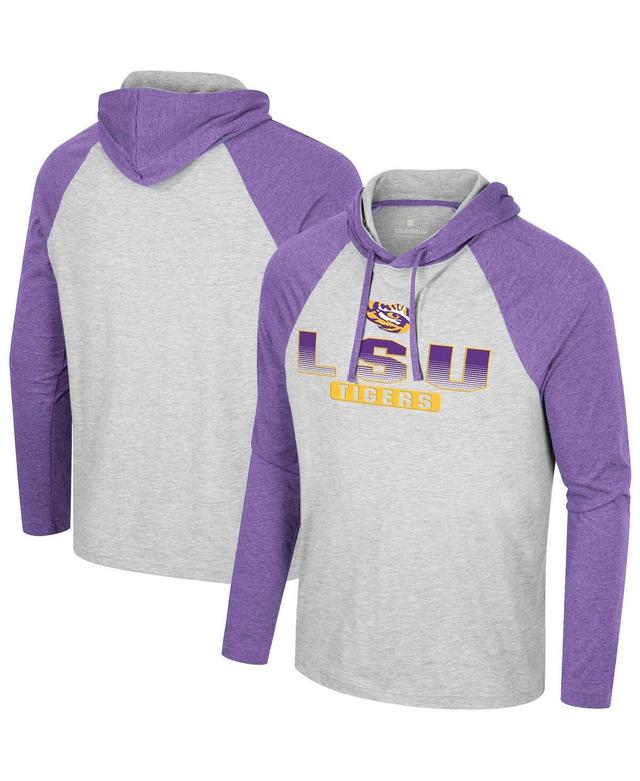 Mens Colosseum Heather Gray LSU Tigers Hasta La Vista Raglan Hoodie Long Sleeve T-Shirt Product Image