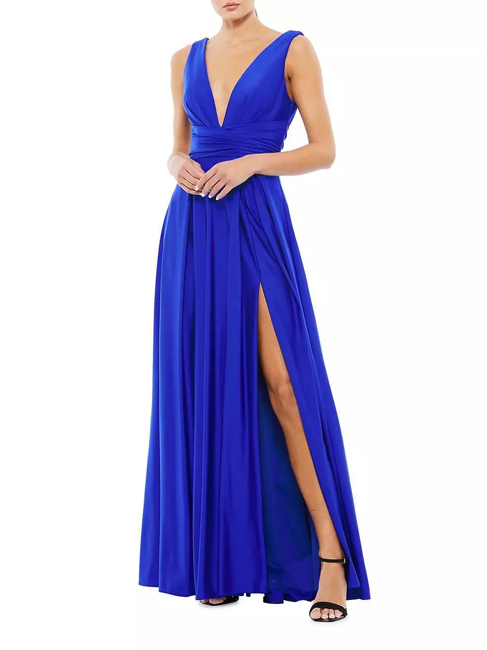 Ieena Satin V-Neck Gown Product Image