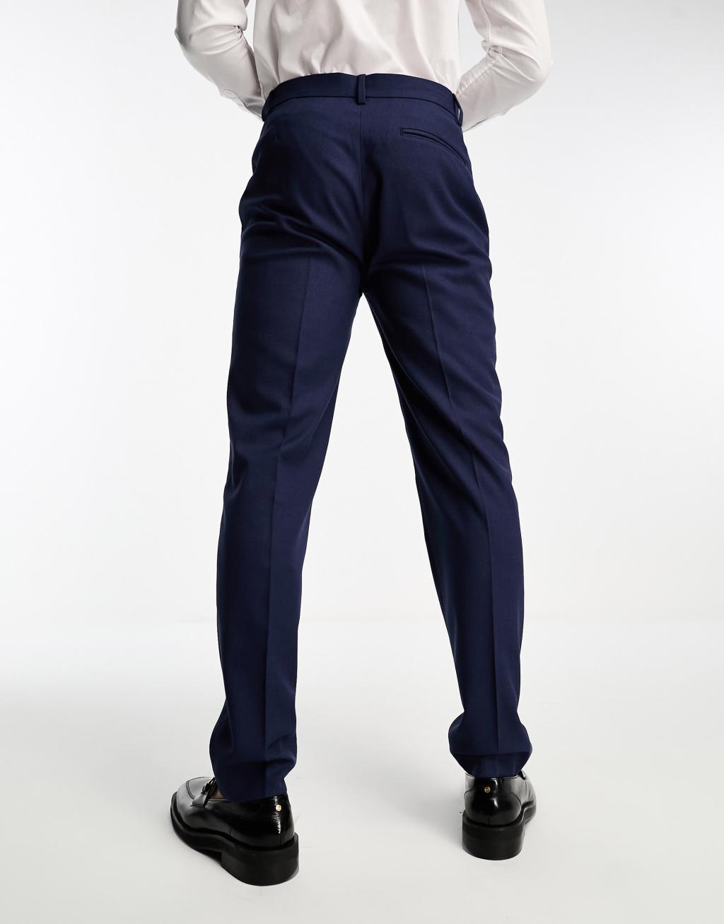 ASOS DESIGN slim suit pants in navy in micro texture Product Image