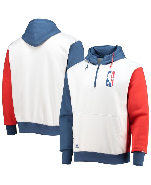 Mens Nike White and Blue Nba Team 31 75th Anniversary Courtside Fleece Half-Zip Hoodie - White Product Image