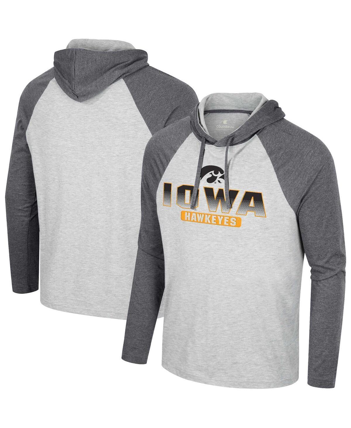 Mens Colosseum Heather Grey Iowa Hawkeyes Hasta La Vista Raglan Hoodie Long Sleeve T-shirt Product Image