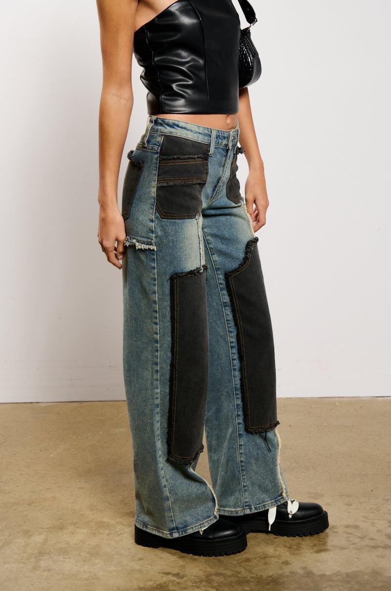 DEEP IN THE BOTTOM DISTRESSED DENIM PANT Product Image