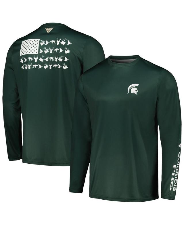 Mens Columbia Green Michigan State Spartans Terminal Shot Omni-Shade Long Sleeve T-shirt Product Image