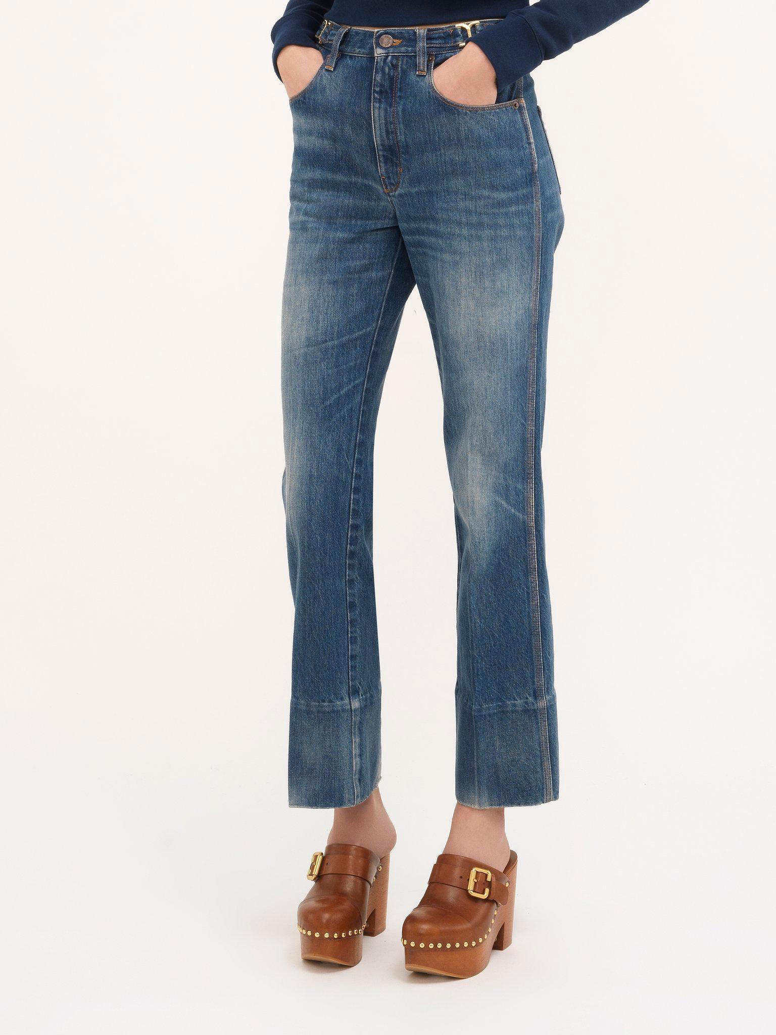 Straight cropped jeans in denim Product Image